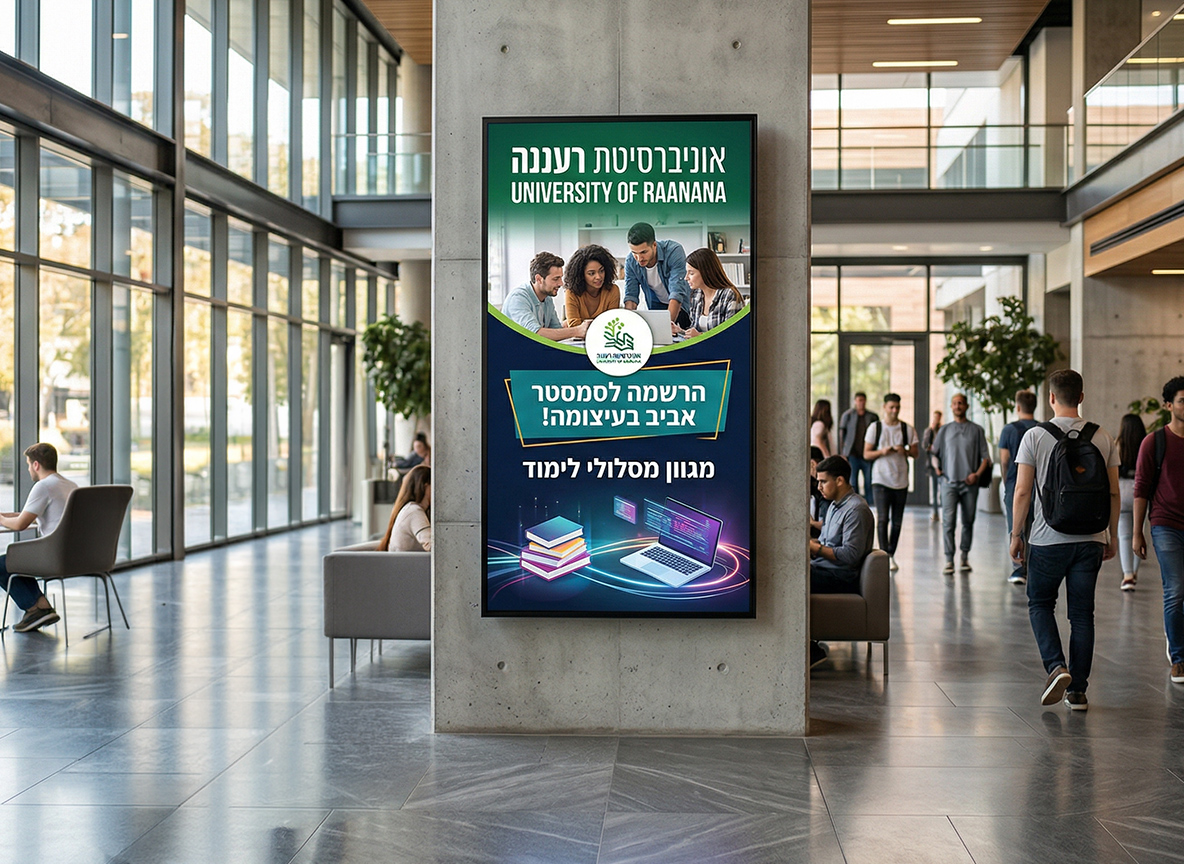 דוגמה לשילוט דיגיטלי במוסד חינוך או קמפוס